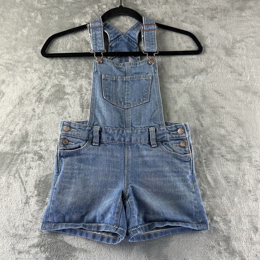 Old Navy Shortalls Girl's S (6/7) Denim Blue Medium Wash Shorts Overalls